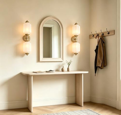Vintage Milk Glass Gold Wall Sconce with Brass Finish