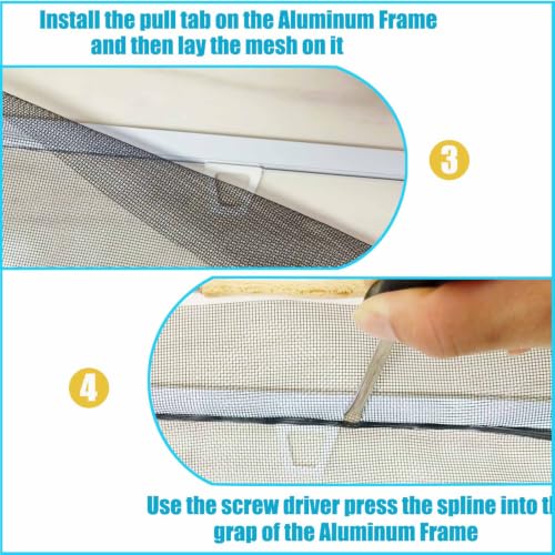 Window Screen Frame Kit DIY Screen Replacement Kit Screens to Fit Any Window with Full Tool Set