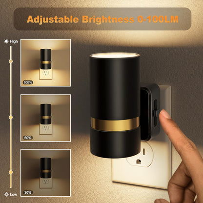 Night Lights Plug into Wall (Black-3000K / 2 Pack)