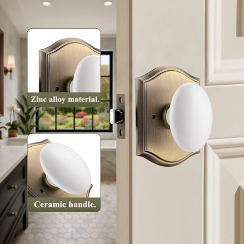 White Door Knobs with Gold Camelot Trim