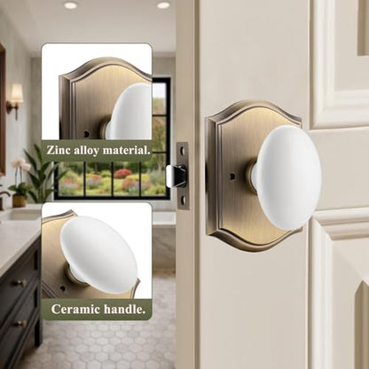 White Door Knobs with Gold Camelot Trim
