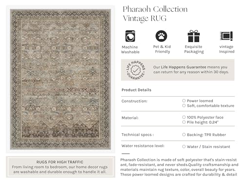2x8 Runner Rugs Retro Brown Washable Rug (Taupe Brown / 2' x 8' (Runner))