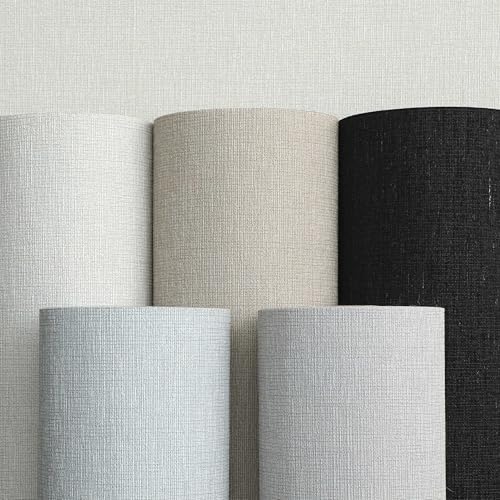 Woven Fabric Peel and Stick Wallpaper Subtle Linen Texture Grasscloth Washable Thick Self
