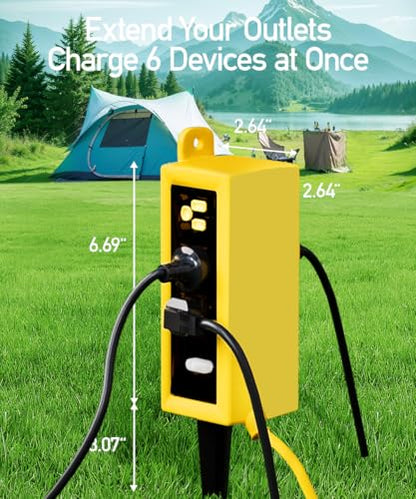 Outdoor Power Strip Weatherproof (Yellow / 25FT)