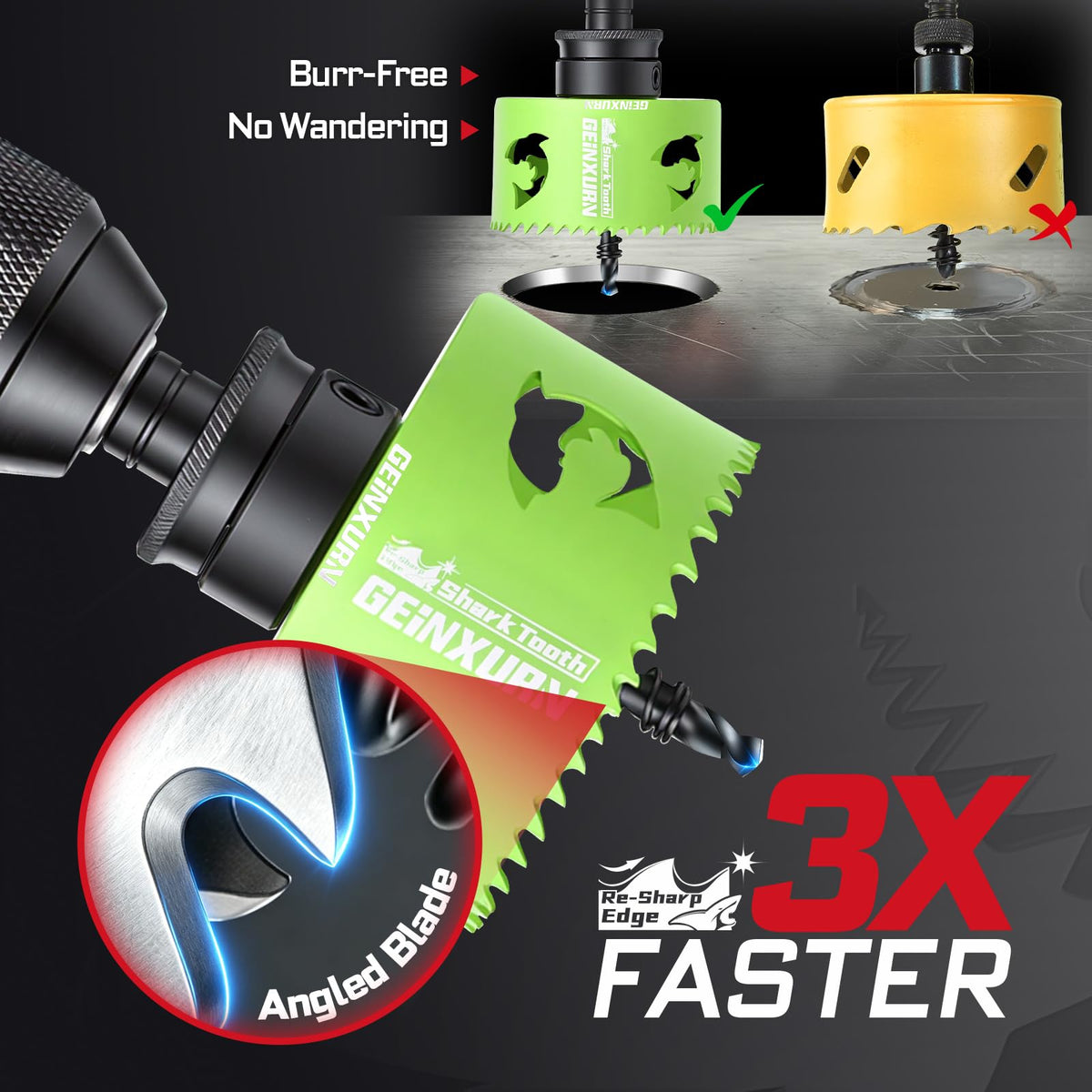3 Inch(76mm) Hole Saw, 1PC HSS Bi-Metal Hole Saw Kit with Shark Tooth Hole Cutter for Wood,Drywall, PVC Boards and Thin Metal (1 PCS 3")