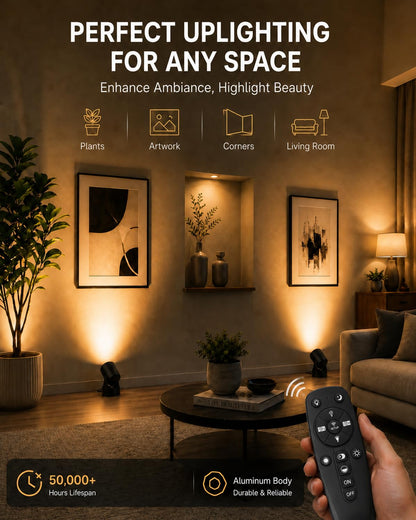 Indoor Uplights with Remote (4 Pack)