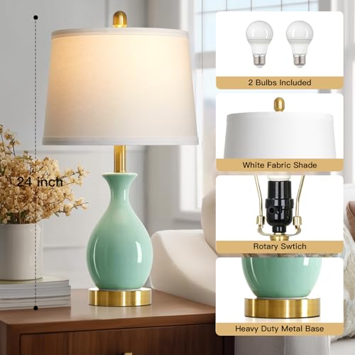 Ceramic Table Lamps Set of 2 for Living Room