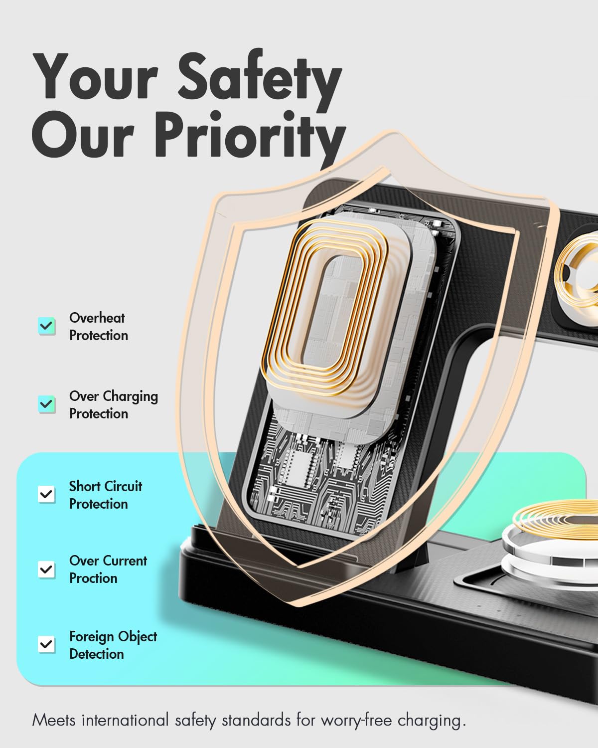 Wireless Charger iPhone Charging Station for Apple Multiple Devices (Black)