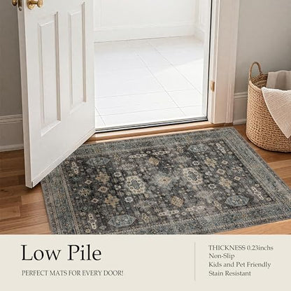 Washable Area Rug 8×10 for Living Room (Silver / 8' x 10' (Rectangular))