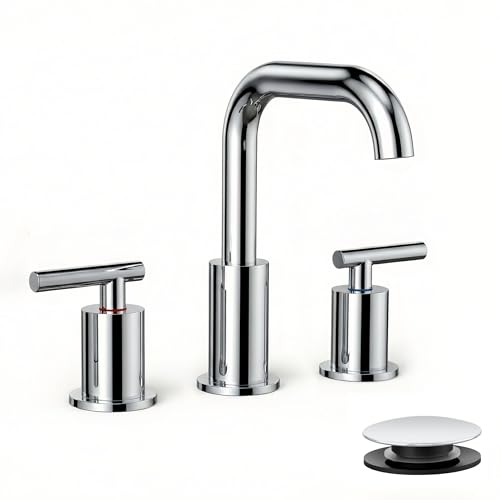 Bathroom Sink Faucet 3 Hole Widespread 8 Inch 2 Handle