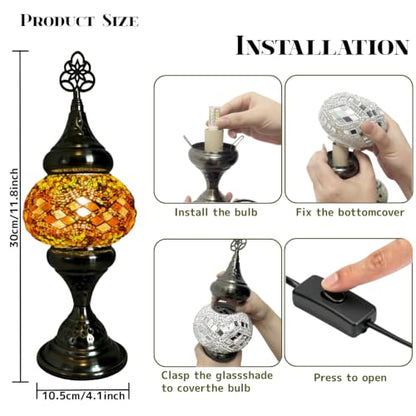 Turkish Desk Lamp with Bronze Base