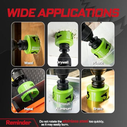 2-1/2 in(64mm) Hole Saw Set, HSS Bi-Metal Hole Cutter with Arbor and Hex Wrench, 5PCS Hole Saw Kit for Wood, Drywall, PVC Boards, Thin Metal & Plastic (5 PCS 2-1/2" Hole Saw Set)