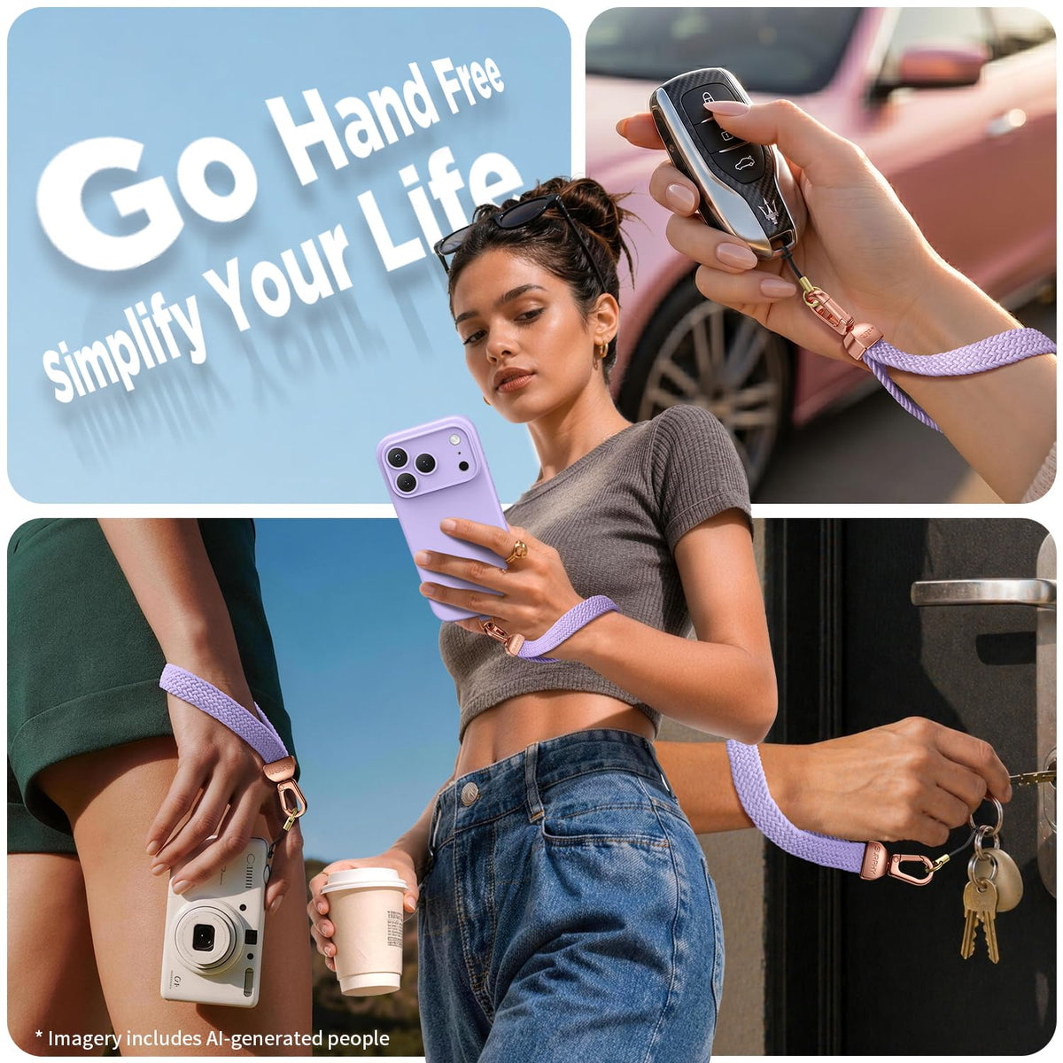Elastic Phone Wrist Strap (Purple)