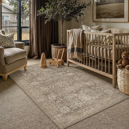 Area Rugs 3x5 Light Brown Vintage Rug for Living Room (Retro | Light Brown / 3' x 5' (Rectangular))