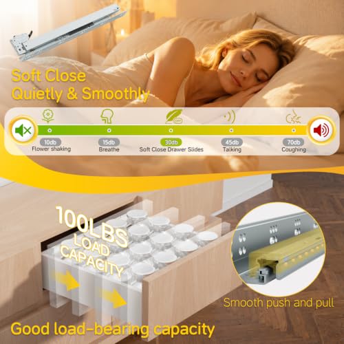 Undermount Soft Close Drawer Slides with Rear Mount Brackets