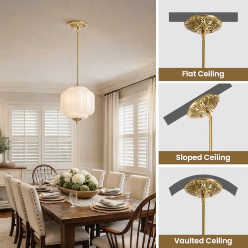 Vintage Milk Glass Ceiling Light (Gold/Milk White)