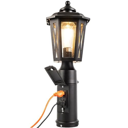 Outdoor Post Light with GFCI Outlet