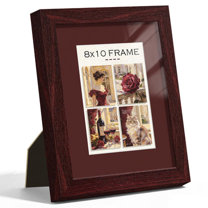 8x10 Red Wood Grain Picture Frame (Red Frame Red Mat / 8x10)