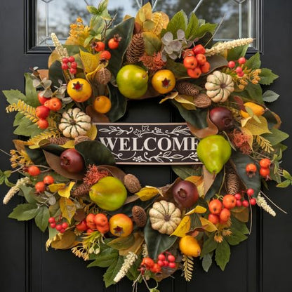 Fall Wreaths for Front Door 24 Inch Artificial Autumn Wreath Rustic Decor