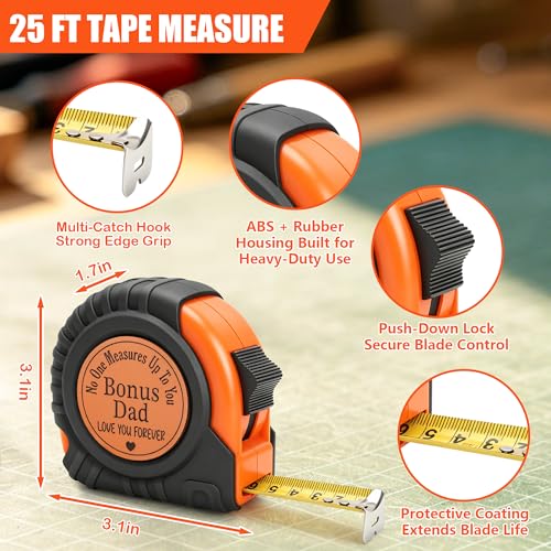 Gifts for Men Birthday Gift for Dad Grandpa Papa Uncle Husband Anniversary Christmas Fathers Day Valentines Day Useful Gifts for Men Genuine Leather Engraved 25 FT Tape Measure Tools