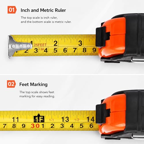 Gifts for Men Birthday Gift for Dad Papa Uncle Grandpa Anniversary Christmas Fathers Day Valentines Day Useful Gifts Genuine Leather Engraved 25 FT Tape Measure Useful Tool
