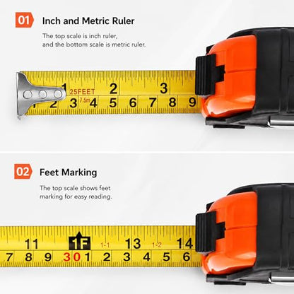 Gifts for Men Birthday Gift for Dad Papa Uncle Grandpa Anniversary Christmas Fathers Day Valentines Day Useful Gifts Genuine Leather Engraved 25 FT Tape Measure Useful Tool