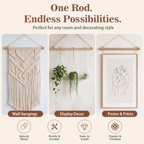 Adjustable Wooden Poster Hanger for Fabric Wall Decor
