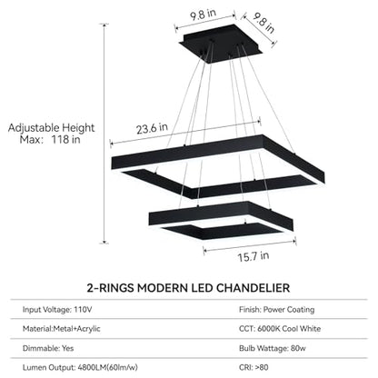 Modern Square LED Chandelier