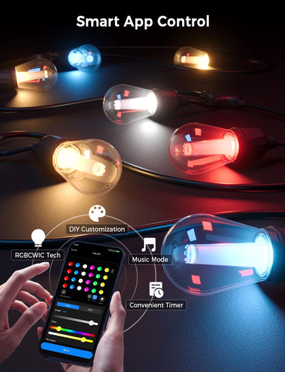 Smart Outdoor String Lights 72.5FT (72.5FT)