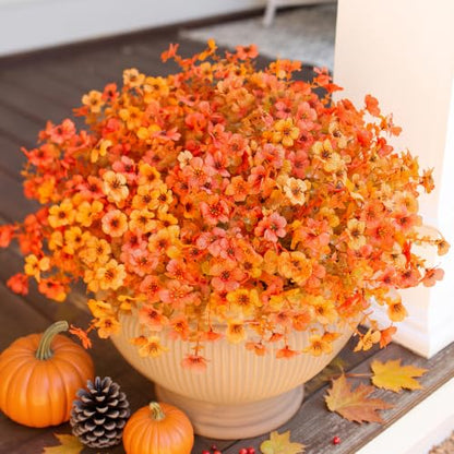 Artificial Flowers Daisy with Eucalyptus Leaves for Outdoor Indoor Garden Home Decoration 12 Bundles