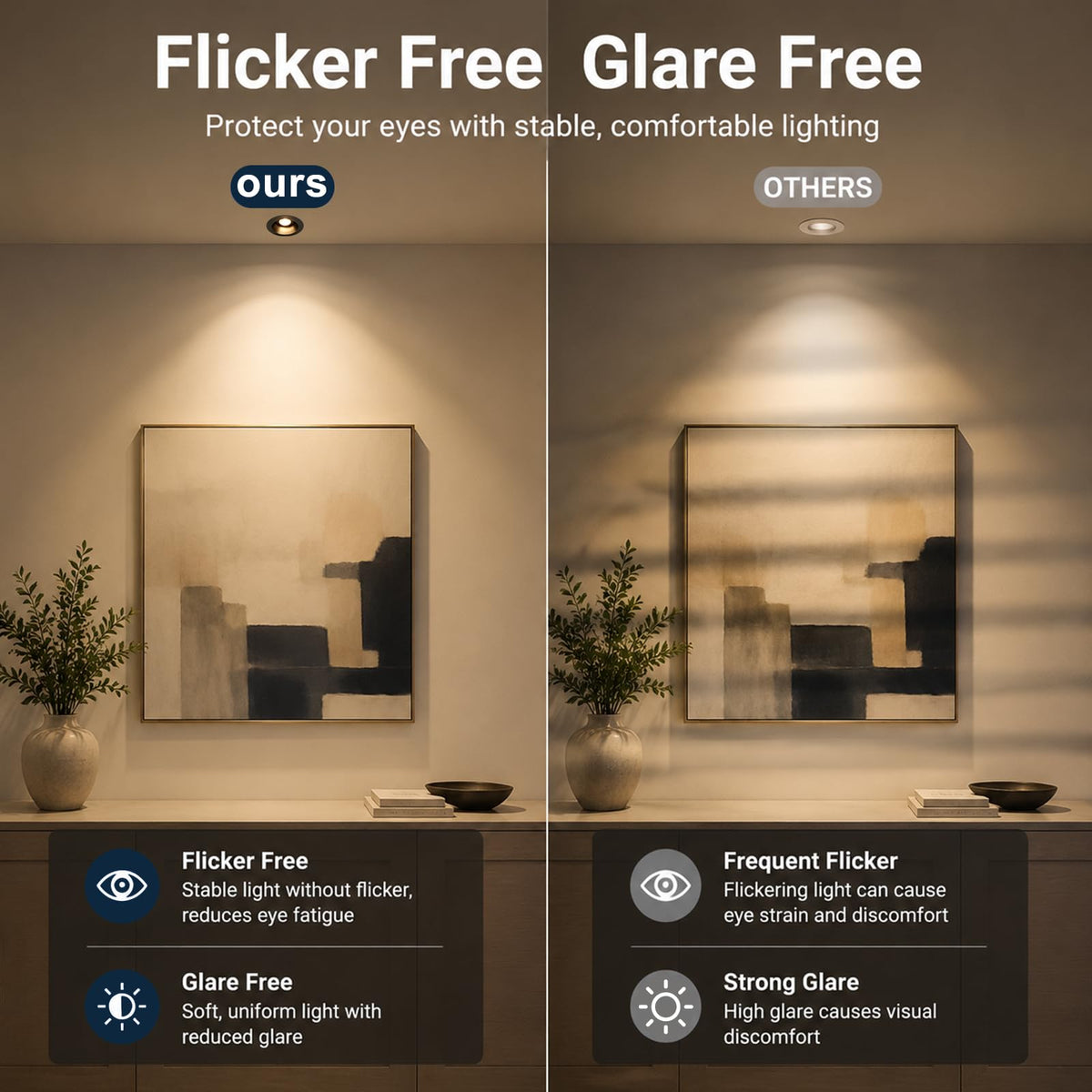 Gimbal LED Recessed Light (12P-Black / 2 Inches- Anti glare)