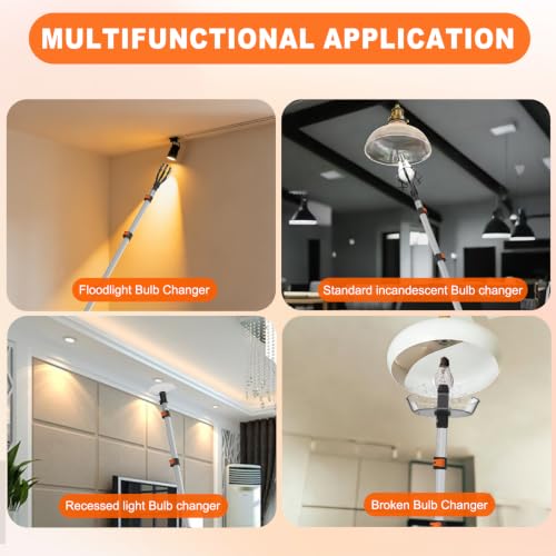 Light Bulb Changer for High Ceilings Reach
