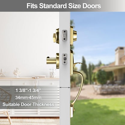 Front Door Handle and Deadbolt Set (Polished Brass)