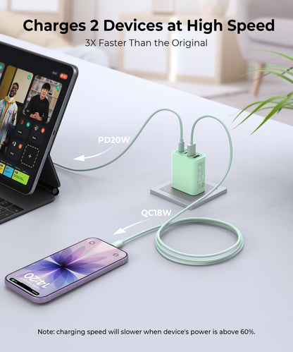 2 Pack] 40W USB C Charger Block (2Pack Parrot Green / 40W)
