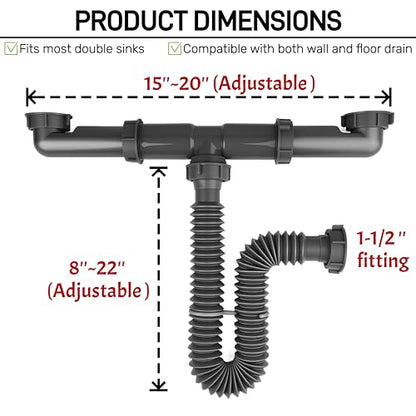 Double Bowl Kitchen Sink Drain Kit