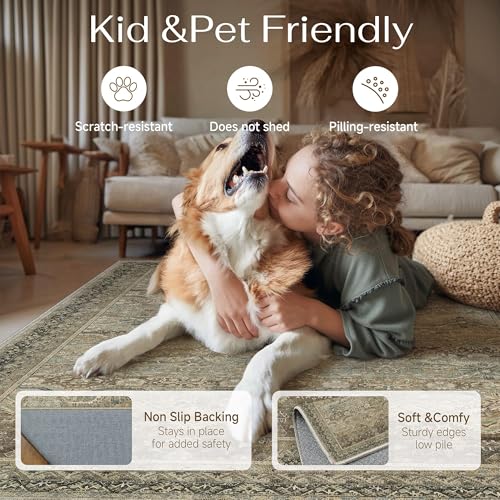 3x5 Area Rugs Retro Brown Washable Rug (Taupe Brown / 3' x 5' (Rectangular))