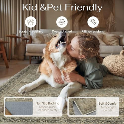 3x5 Area Rugs Retro Brown Washable Rug (Taupe Brown / 3' x 5' (Rectangular))