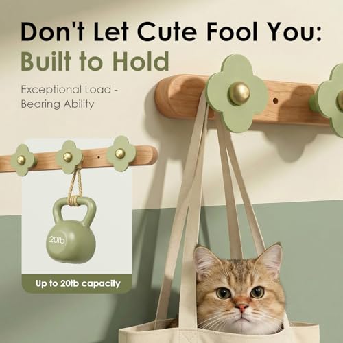 Upgreded Heavy Duty Coat Rack Wall Mount for Entryway (Green / 5 Hooks)