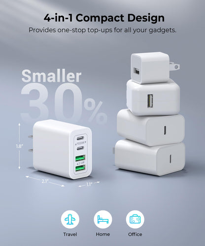 2 Pack] 40W USB C Charger Cube Fast Charging Block Multiport Wall Plug (2Pack White / 40W)