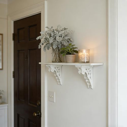 Corbels for Shelves Wood Corbels Decorative Set of 2 (White)