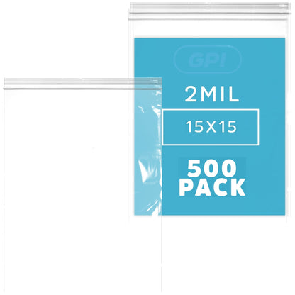 15" x 15" Large Zip Bags (500 Pack / 15" x 15")