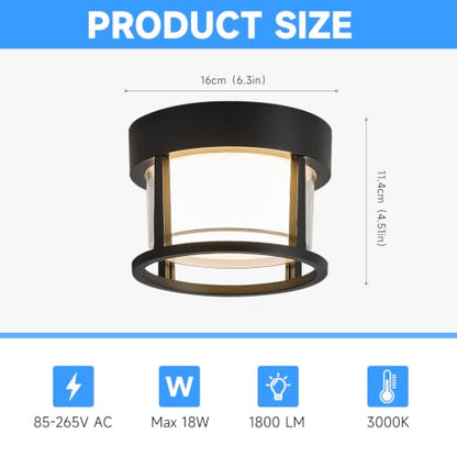Black Porch LED Ceiling Light