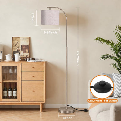 Floor Lamp with Linen Shade (Beige (Silver))