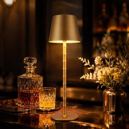 2 Pcs 14.5" Luxury Gold Bamboo Floor Lamp Metal Bamboo