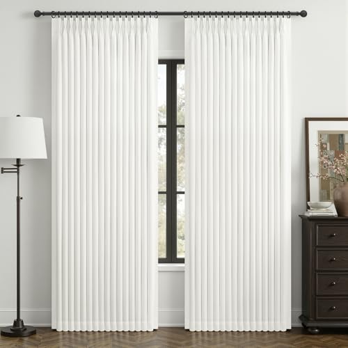 Extra Long Pinch Pleated Pure White Curtains 108 Inches Long for Living (Purewhite / 50"W x 108"L (Pack of 2))