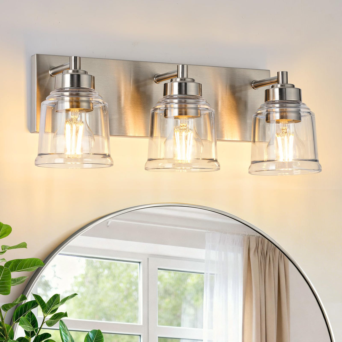 Brushed Nickel Bathroom Light Fixtures (Brushed Nickel / 3 Lights)
