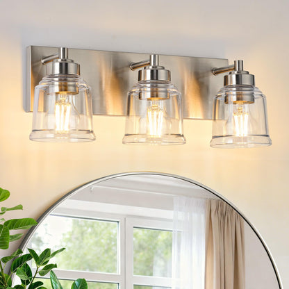 Brushed Nickel Bathroom Light Fixtures (Brushed Nickel / 3 Lights)