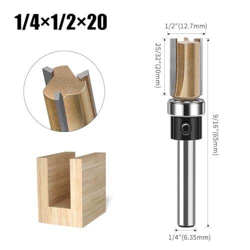 3 Flute Bottom Bearing Flush Trim Router Bit Set 1