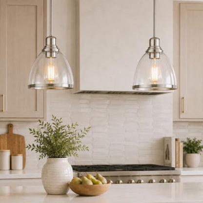 2 Pack Brushed Nickel Kitchen Island Pendant Lights (Brushed Nickel)