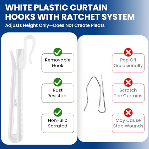 120 Pcs 85mm Adjustable Plastic Curtain Hooks